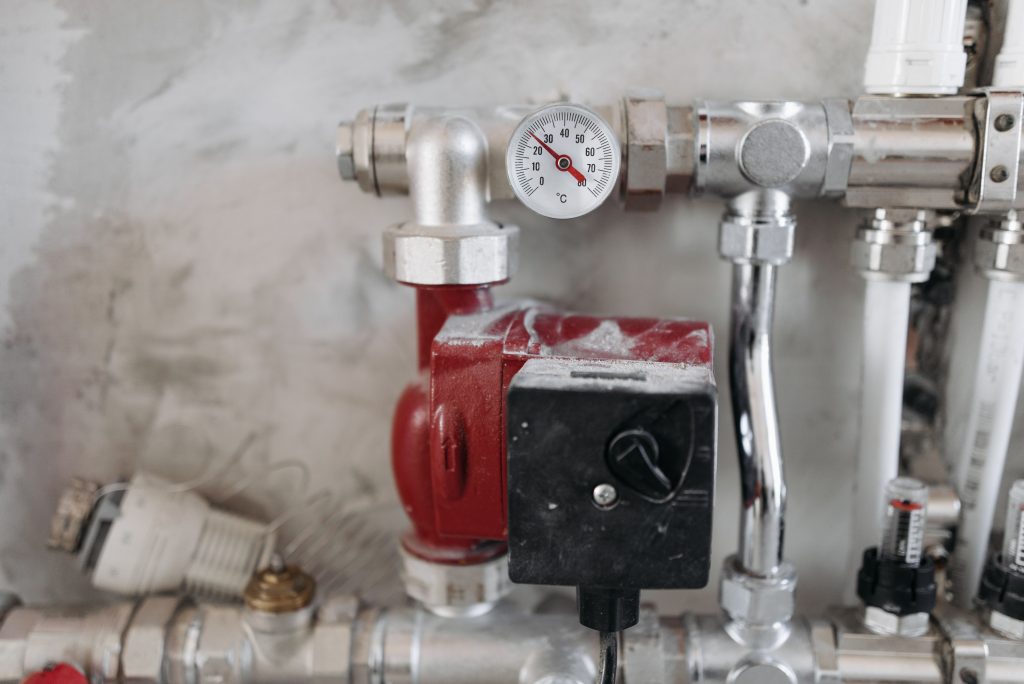 Industrial Plumbing Pipes with Pressure Gauge and Control Valve